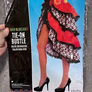Day of the‎ Dead Tie-On Bustle Costume Sugar Skull Adult Fiesta Halloween